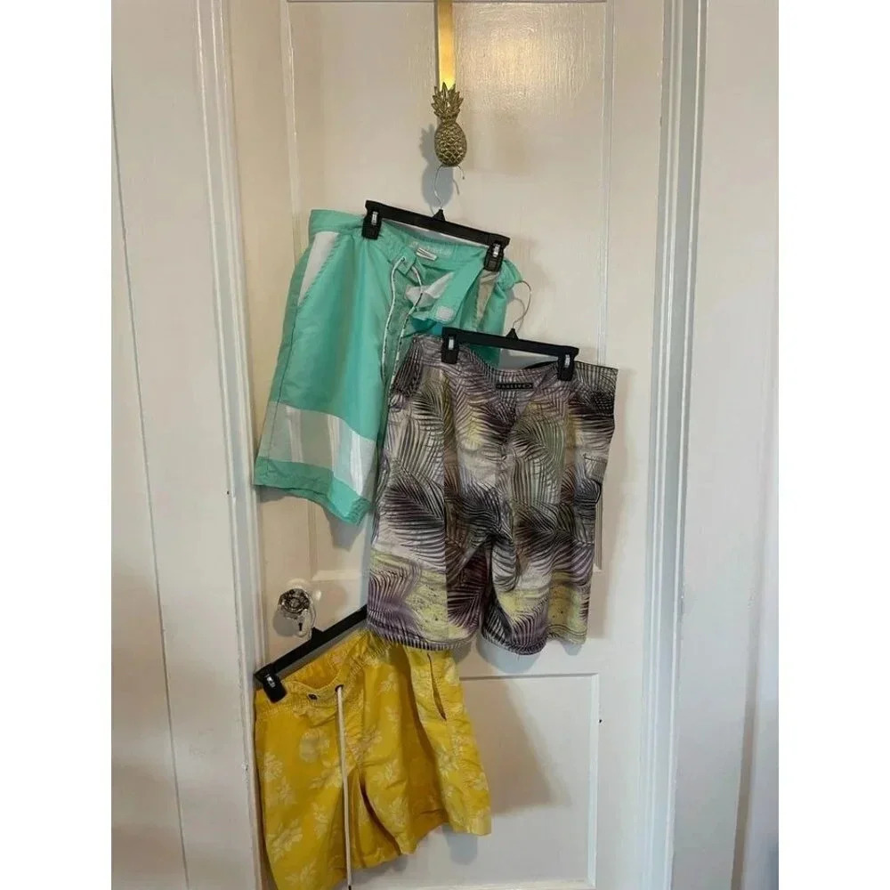 3 Pairs Men's Swim Trunks (2 Medium, 1 Large)